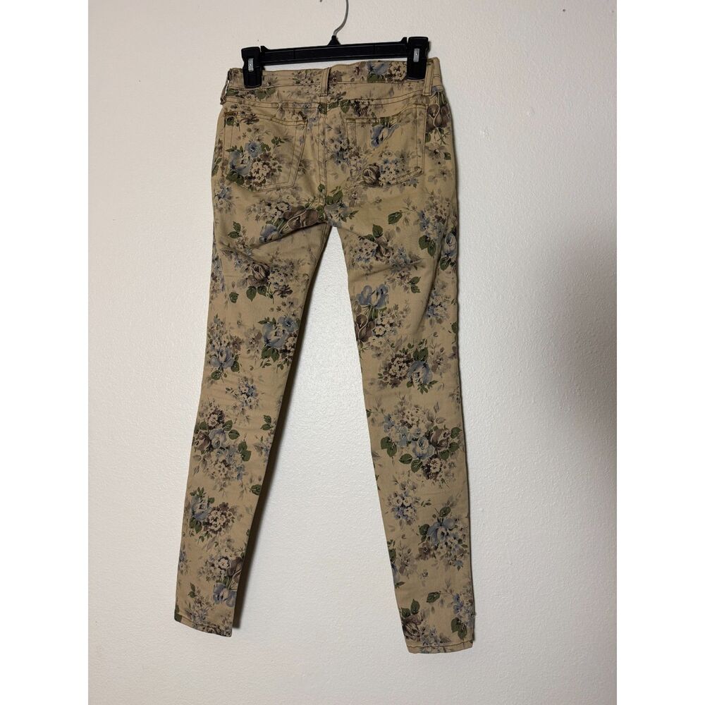 Sneak Peek Tan Floral Print Skinny Jeans Juniors Size 1 Stretch USA Made - Picture 2 of 7
